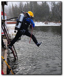 Diver enters the water at the SENECA UWS program.